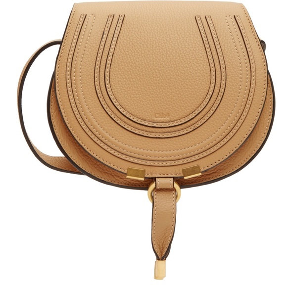 ❌SOLD❌ NEW CHLOE MARCIE TAN LEATHER SMALL SADDLE CROSSBODY BAG PURSE NWT - Picture 2 of 16